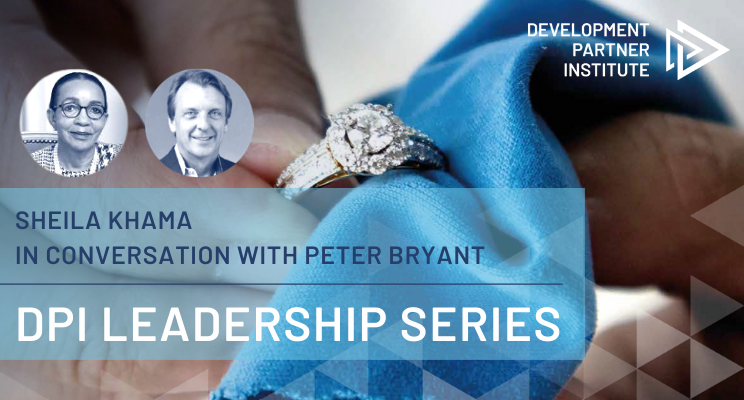 Sheila Khama and Peter Bryant headshots with title DPI Leadership Series